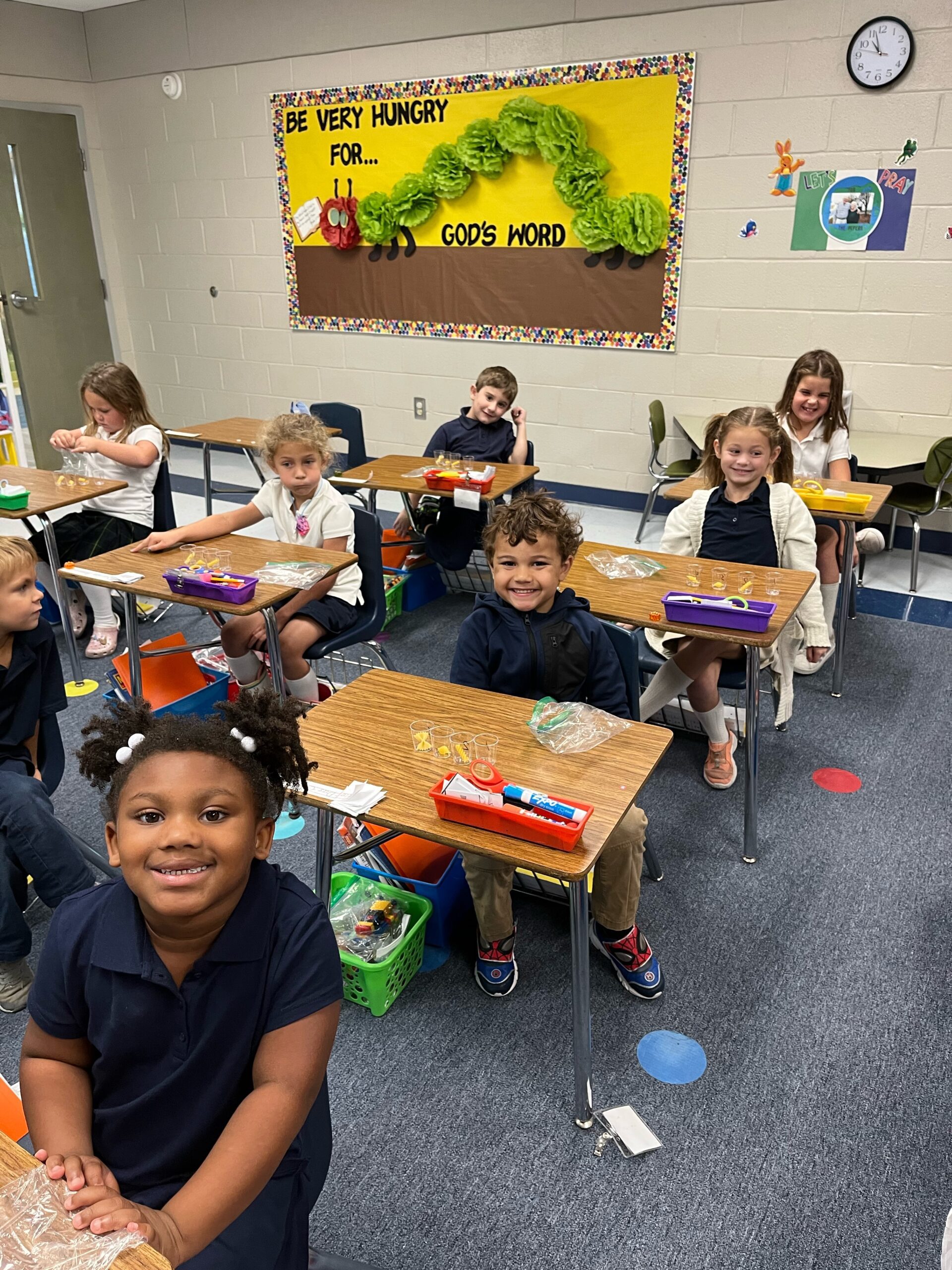 Students inside the kindergarten classroom at Florence Christian School
